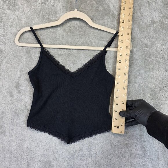 Hollister Cami Tank Top Womens Small Black Must-Have Collection Lace V-Neck - Picture 2 of 9
